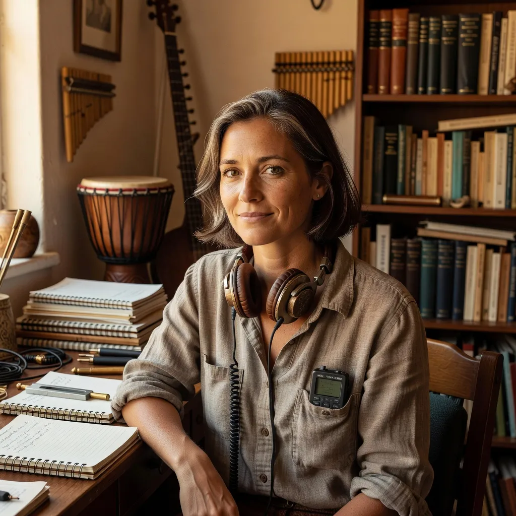Ethnomusicologue en collectage dans la campagne bretonne