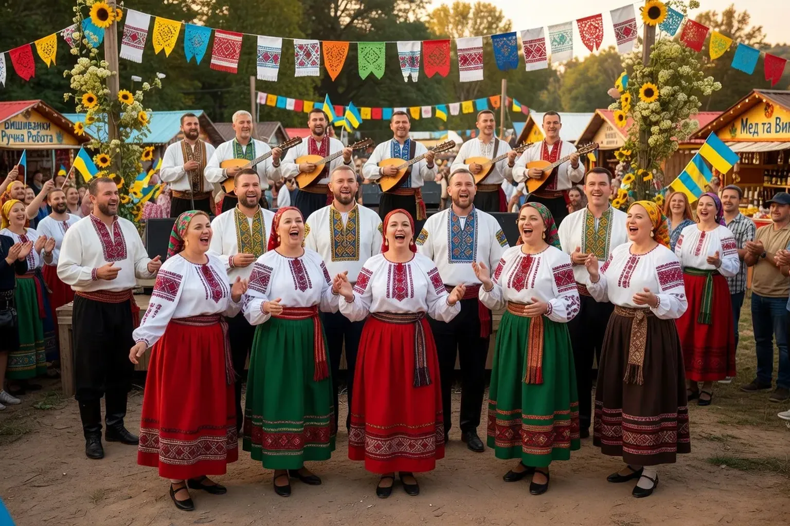 Chanteuse ukrainienne en costume traditionnel