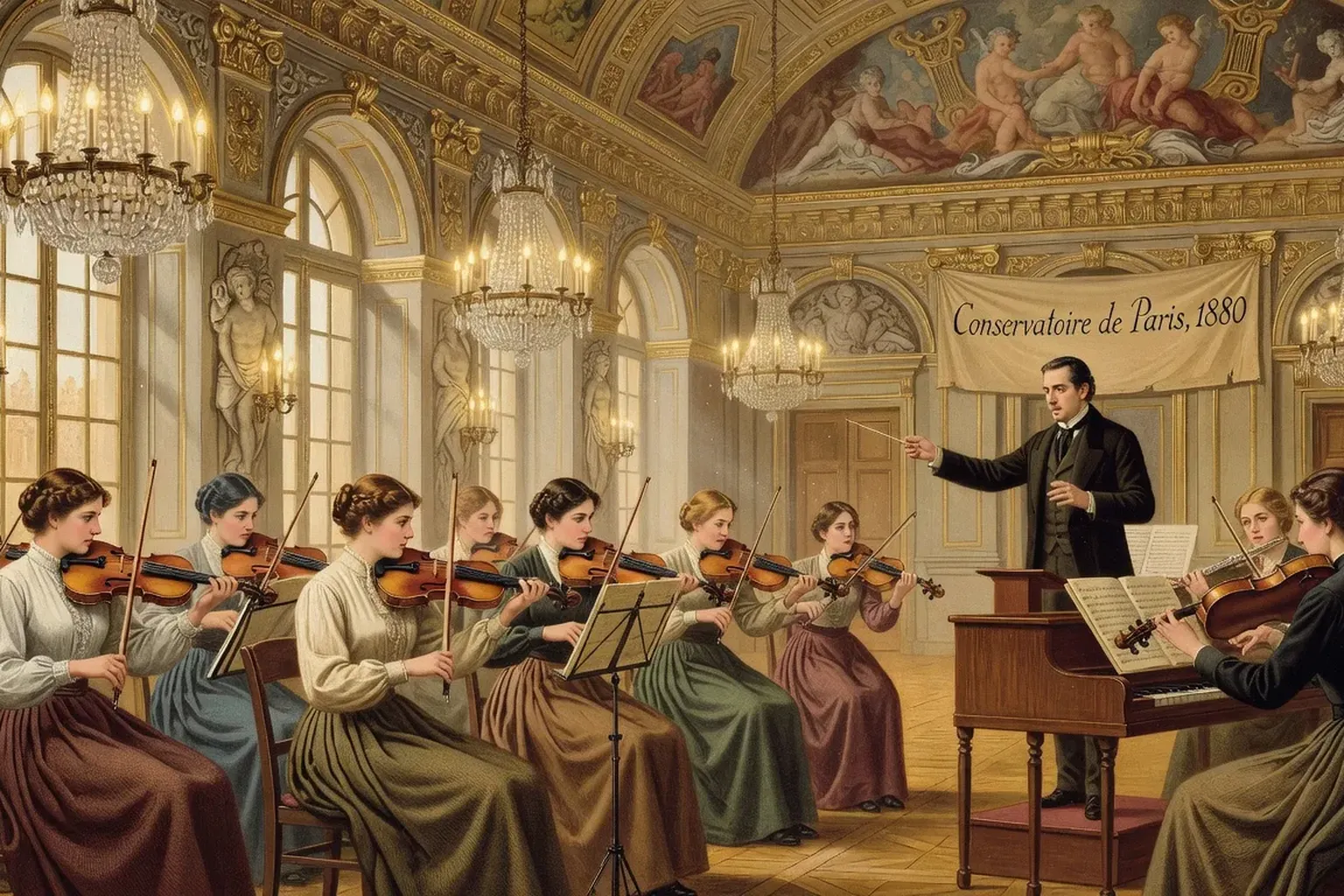 Grande salle du Conservatoire national de musique de Paris au XIXe siècle