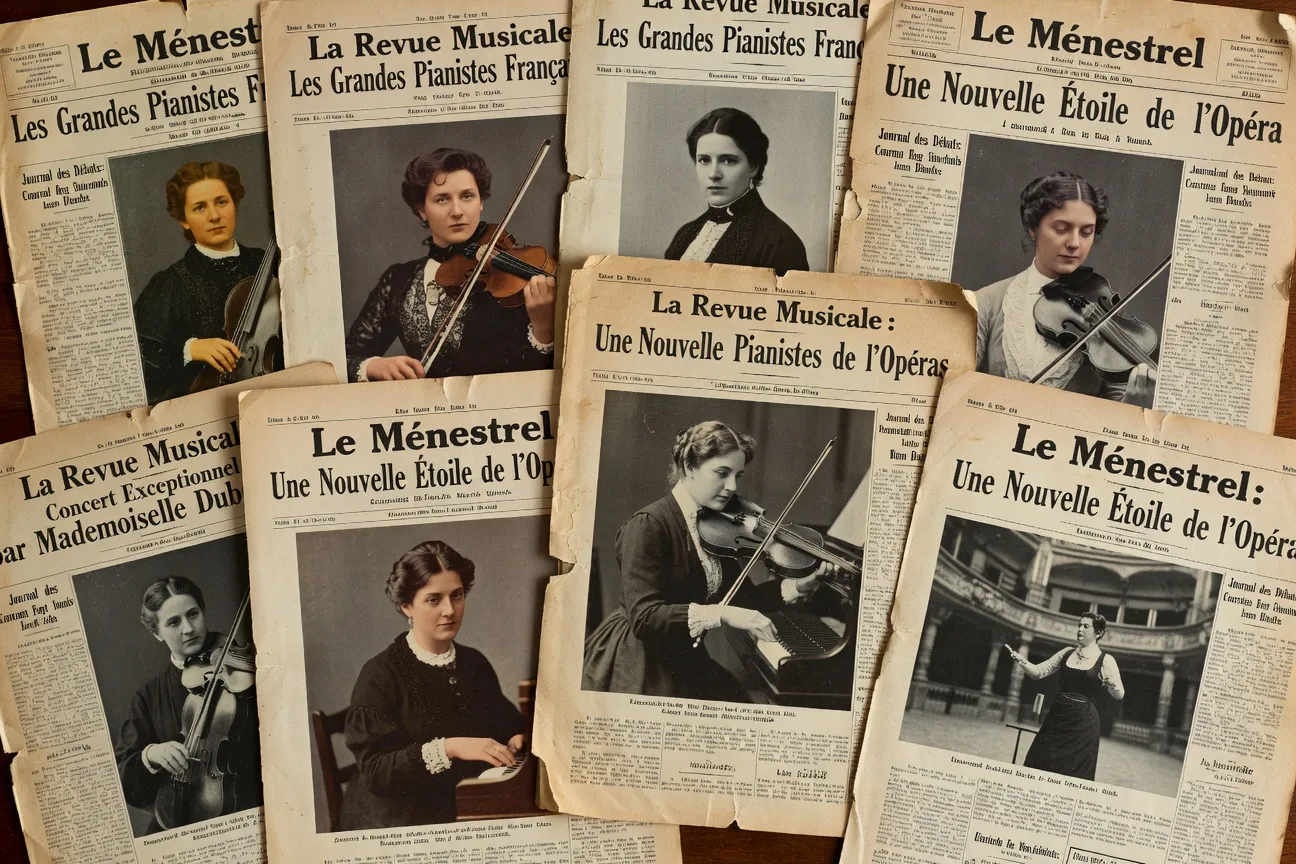 Illustration du XIXe siècle représentant une femme au piano